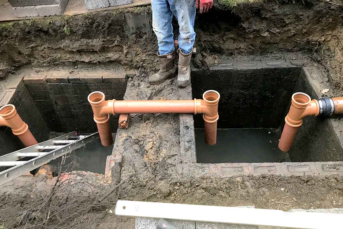 installing new dip pipes following a septic tank failure
