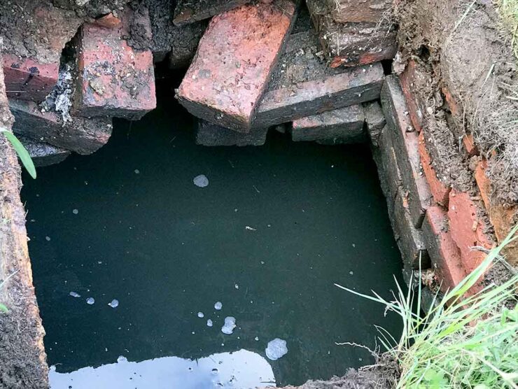 The roof of this septic tank had started to collapse and was repaired by CESS