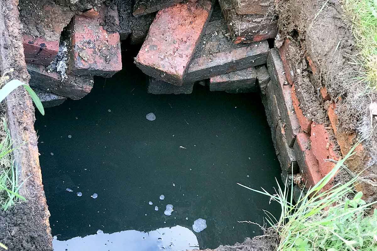 The roof of this septic tank had started to collapse and was repaired by CESS