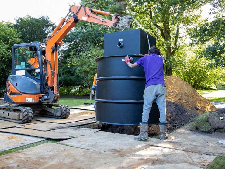 CESS installing a new sewage treatment plant at a private home in Wormley Surrey