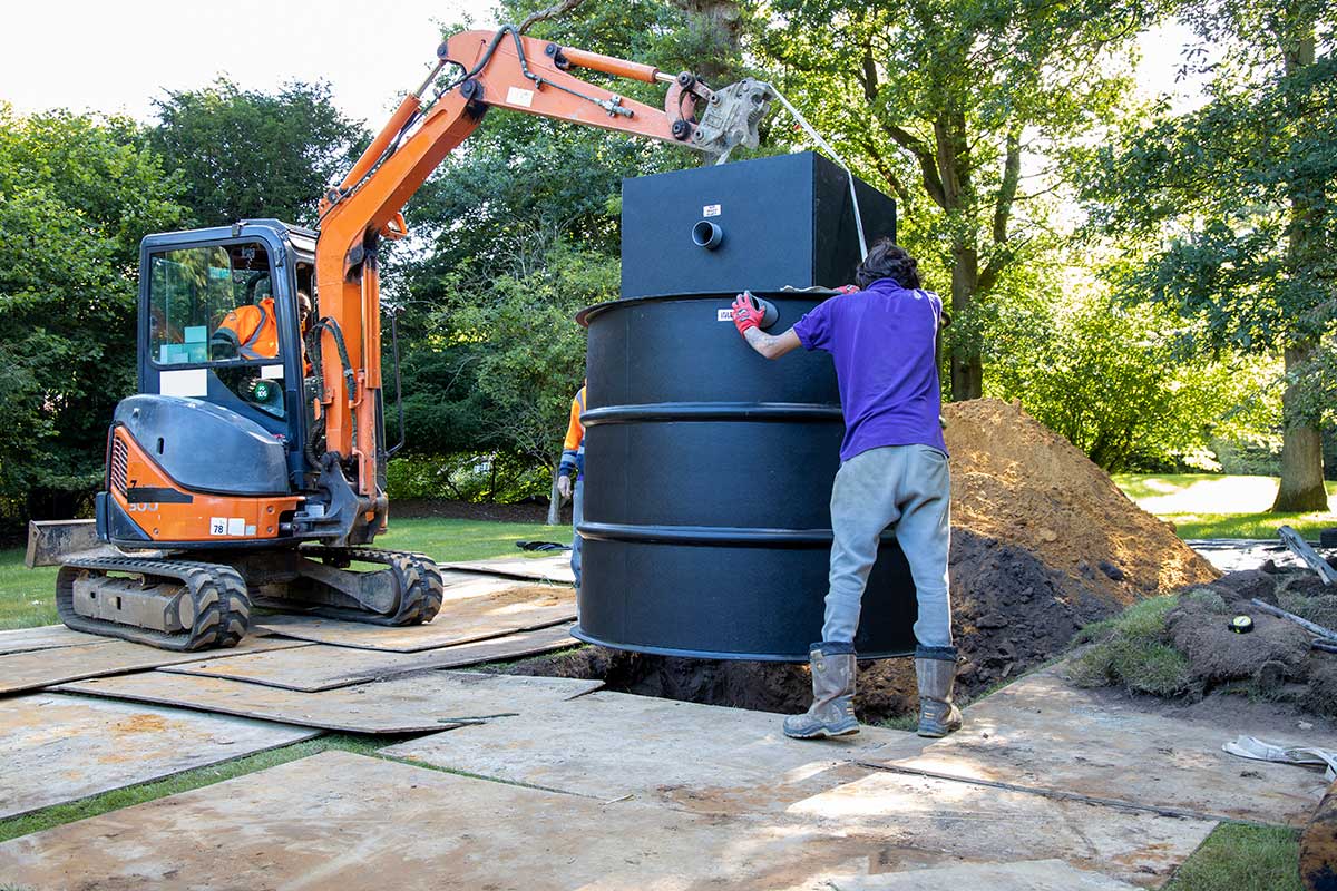 CESS installing a new sewage treatment plant at a private home in Wormley Surrey
